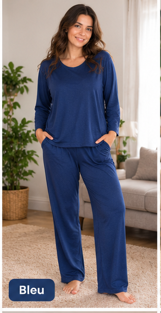 Ensemble Pyjama Femme Grande Taille – Modal Coton Doux, Automne Hiver | 3XL-7XL