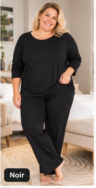 Ensemble Pyjama Femme Grande Taille – Modal Coton Doux, Automne Hiver | 3XL-7XL